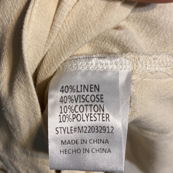 Faeriesty Linen Blend Wide Leg Pants  crochet Detail Size Medium Side Zip pocket - Picture 13 of 14